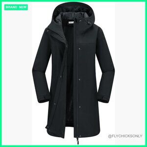 Waterproof Long Rain Jacket with Hood Breathable Trench Coat